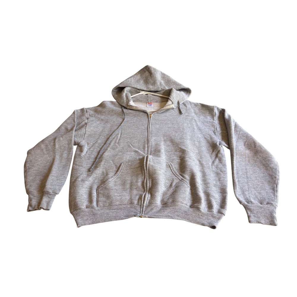 Russell Athletic Heather Gray Zip Up Hoodie Sweatshirt Women's Large